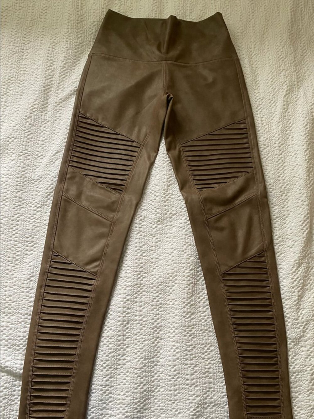 7 For All Mankind Brown Faux Leather High-Waist Moto Leggings - Size XS